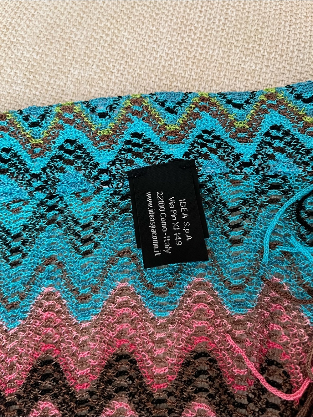 Missoni Mare Multicolor Chevron Knit Beach Pareo Blue Pink Brown - Picture 5 of 6